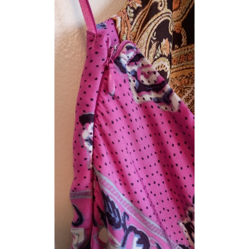 Free People Miranda Satin Patchwork Jumpsuit Wide Leg Smocked Back L - Picture 9 of 13